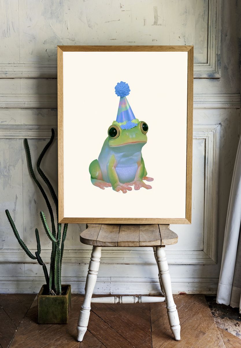 Party Frog Illustration Poster. room preview