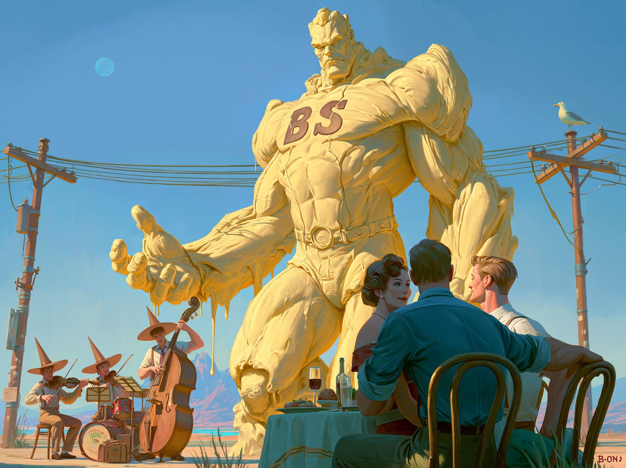 Surreal Giant Beachside Poster. poster detail