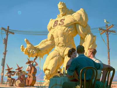 Surreal Giant Beachside Poster.