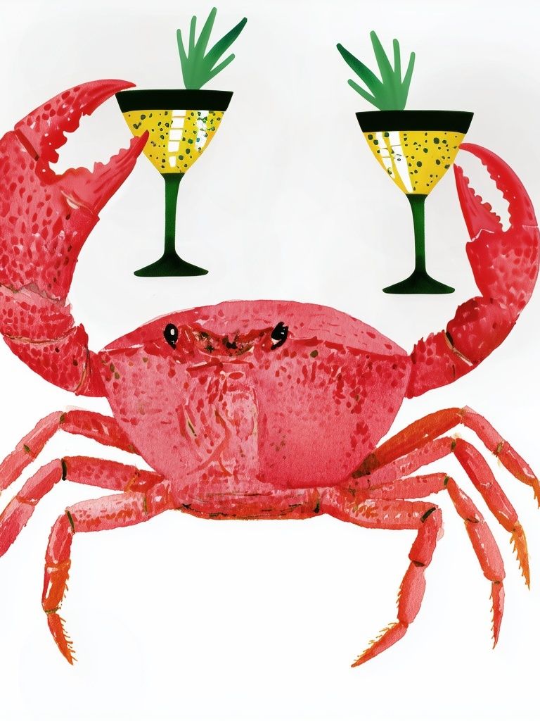 Party Crab Illustration Poster. poster detail