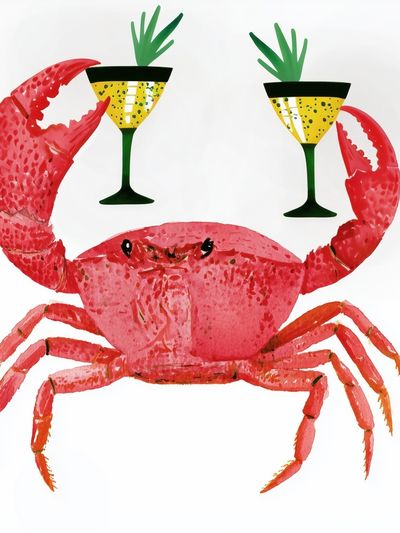 Party Crab Illustration Poster.