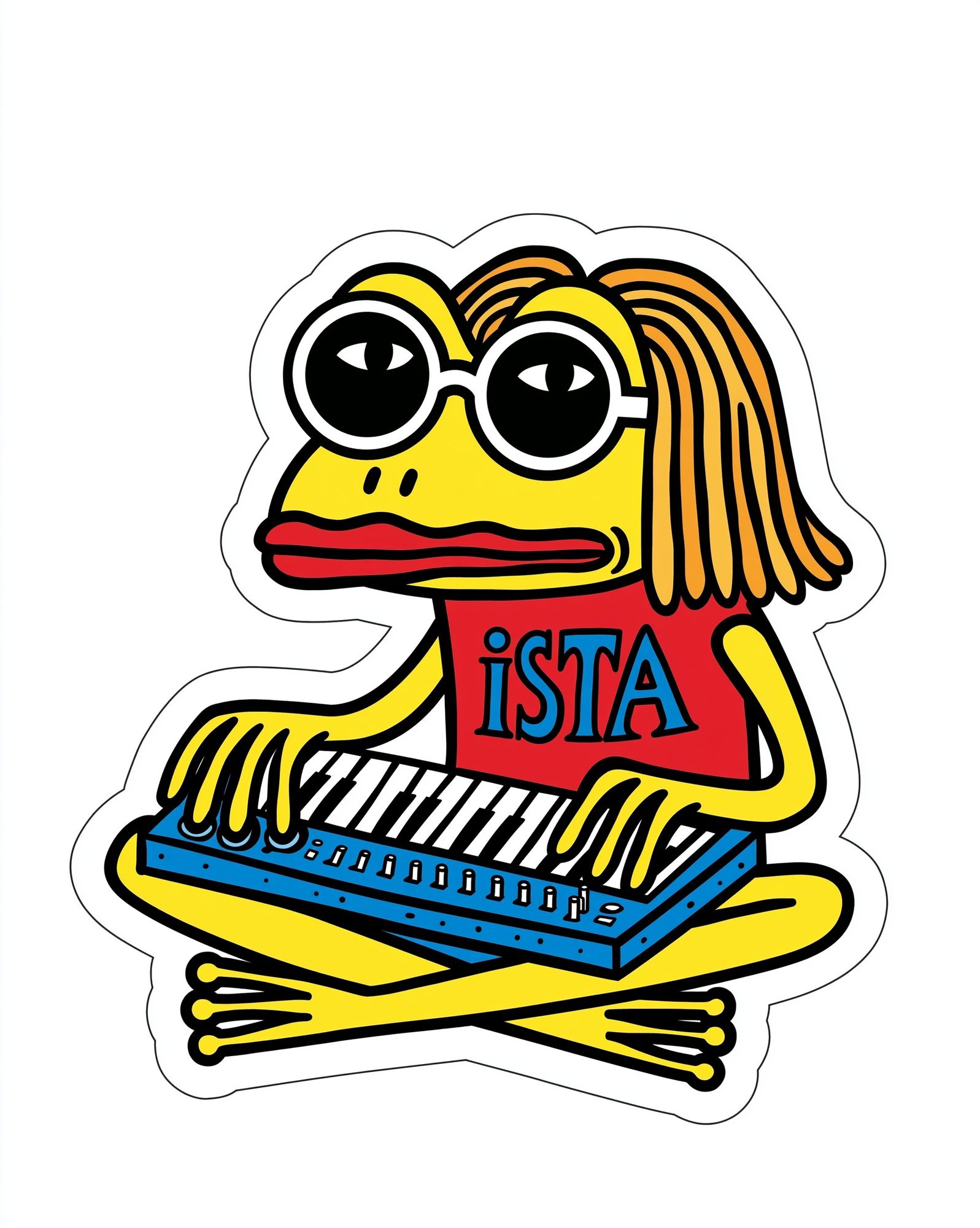 Psychedelic Frog Keyboard Illustration Poster. poster — illustration art