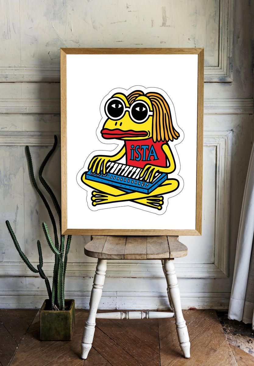 Psychedelic Frog Keyboard Illustration Poster. room preview