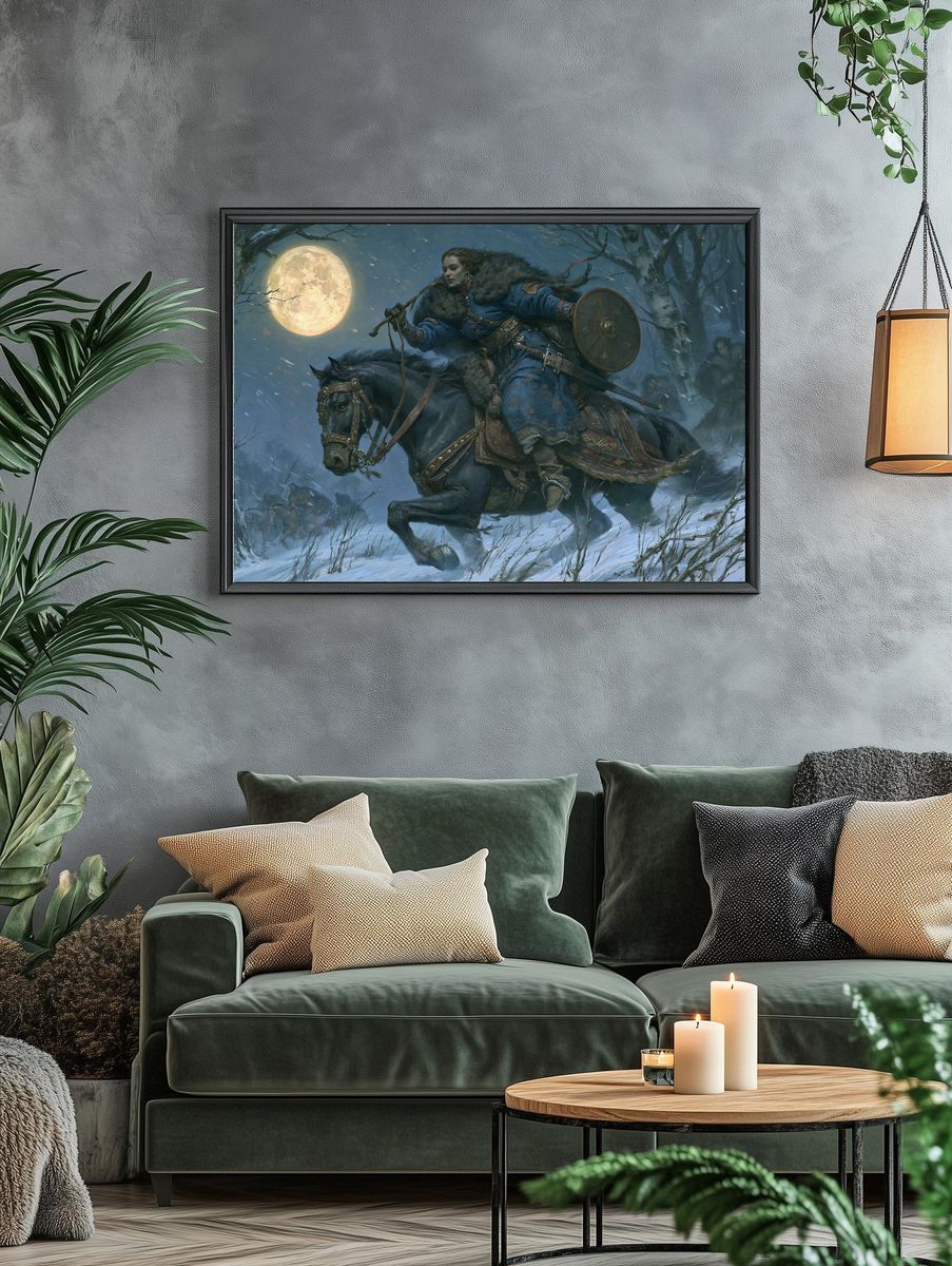 Moonlit Warrior on Horseback Print. — room view 4