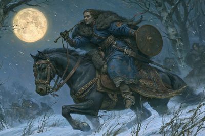 Moonlit Warrior on Horseback Print.