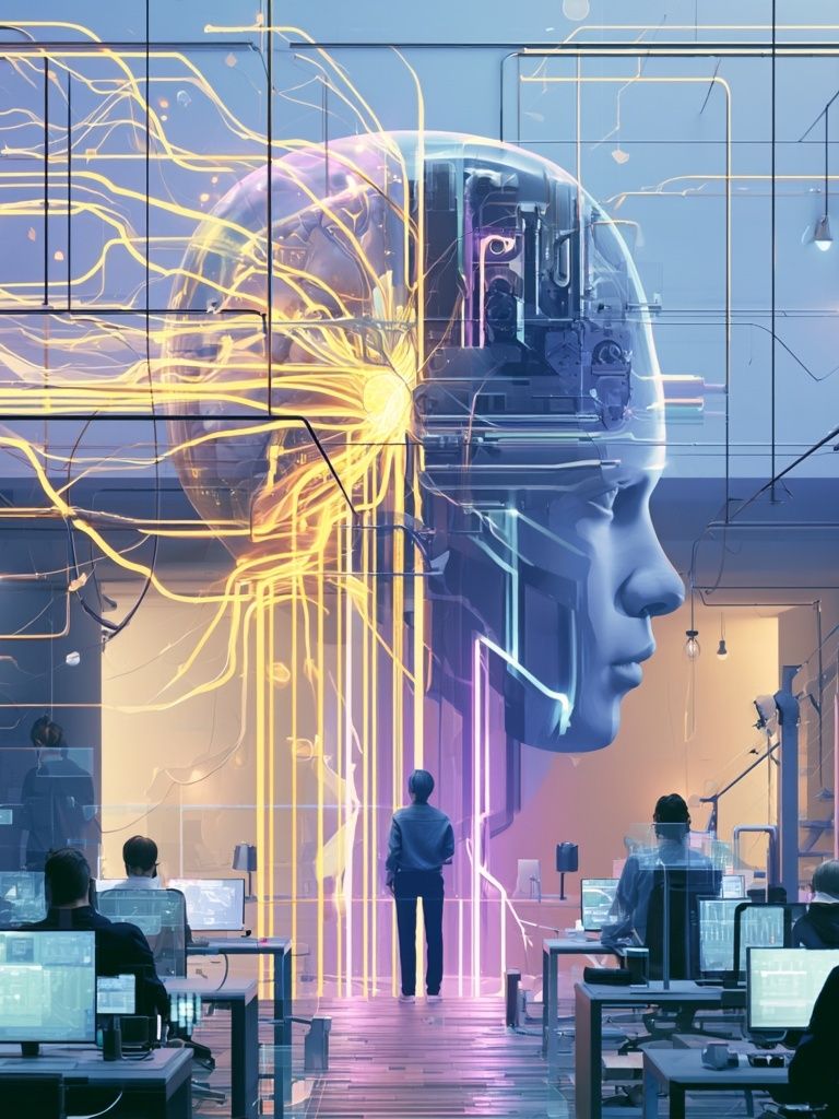 AI Brain Lab Digital Art Poster. poster detail
