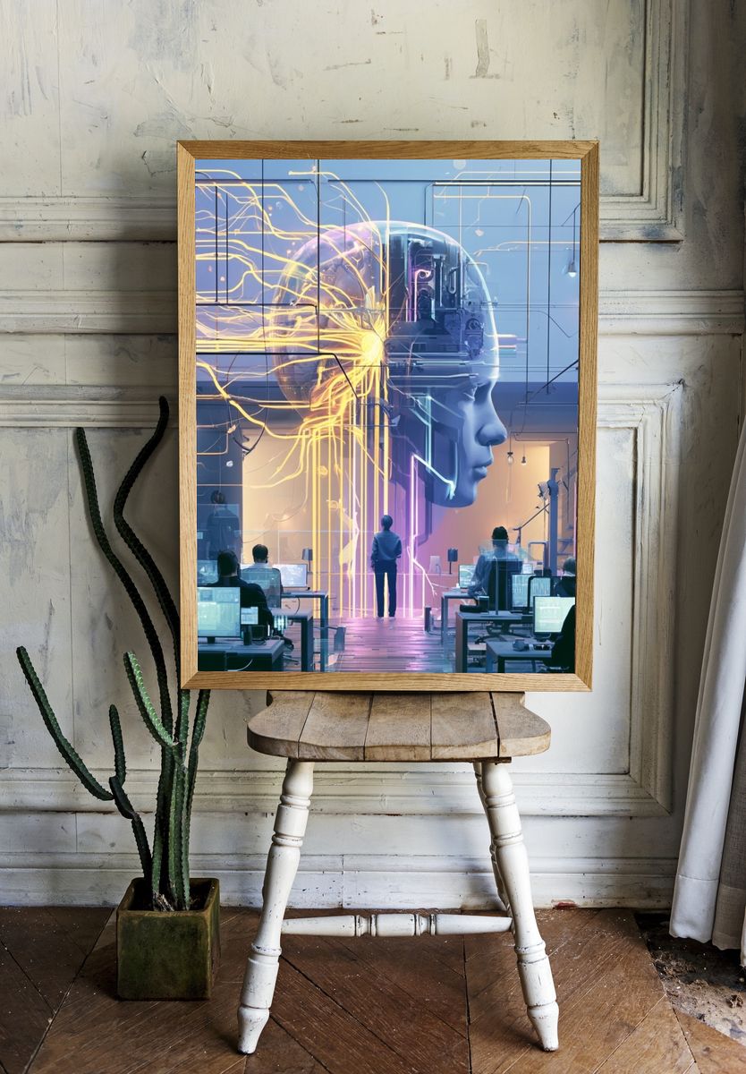 AI Brain Lab Digital Art Poster. — room view 1