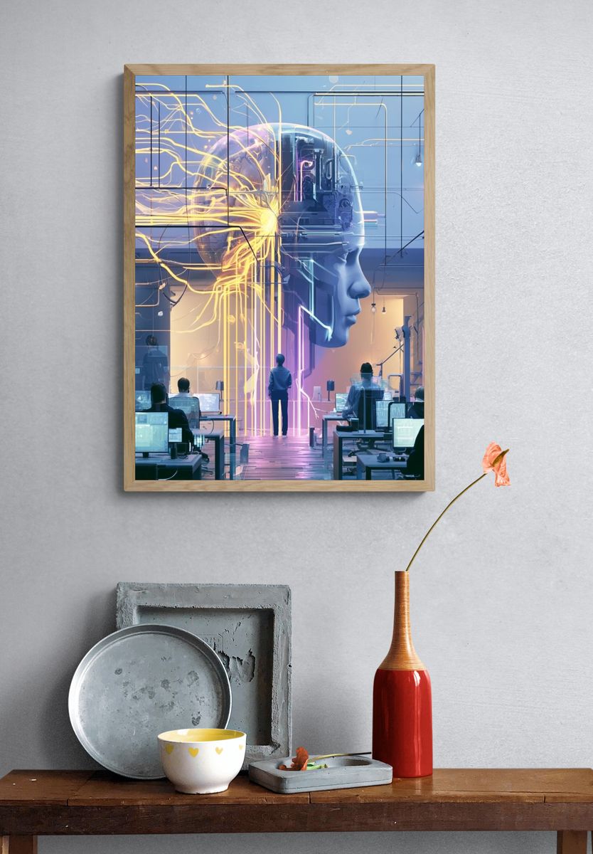 AI Brain Lab Digital Art Poster. — room view 3