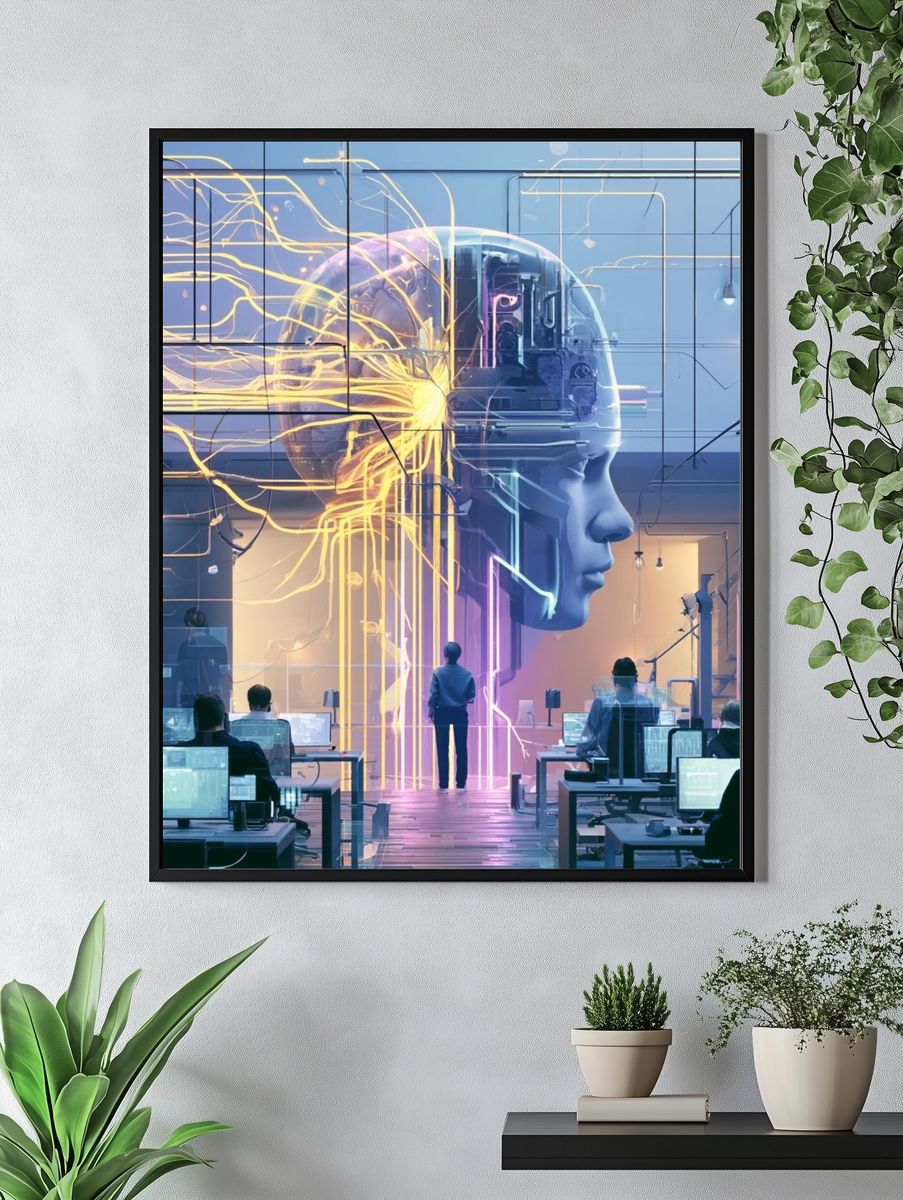 AI Brain Lab Digital Art Poster. — room view 4