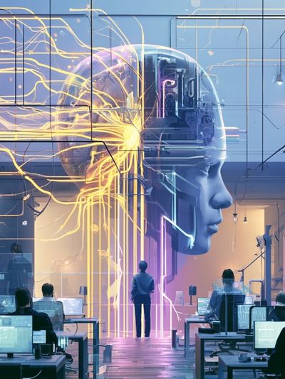 AI Brain Lab Digital Art Poster. poster