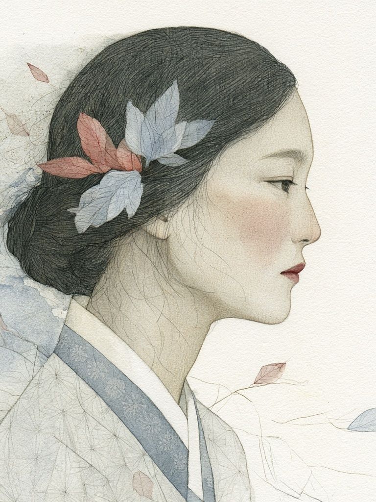 Elegant Geisha Portrait Print. poster detail