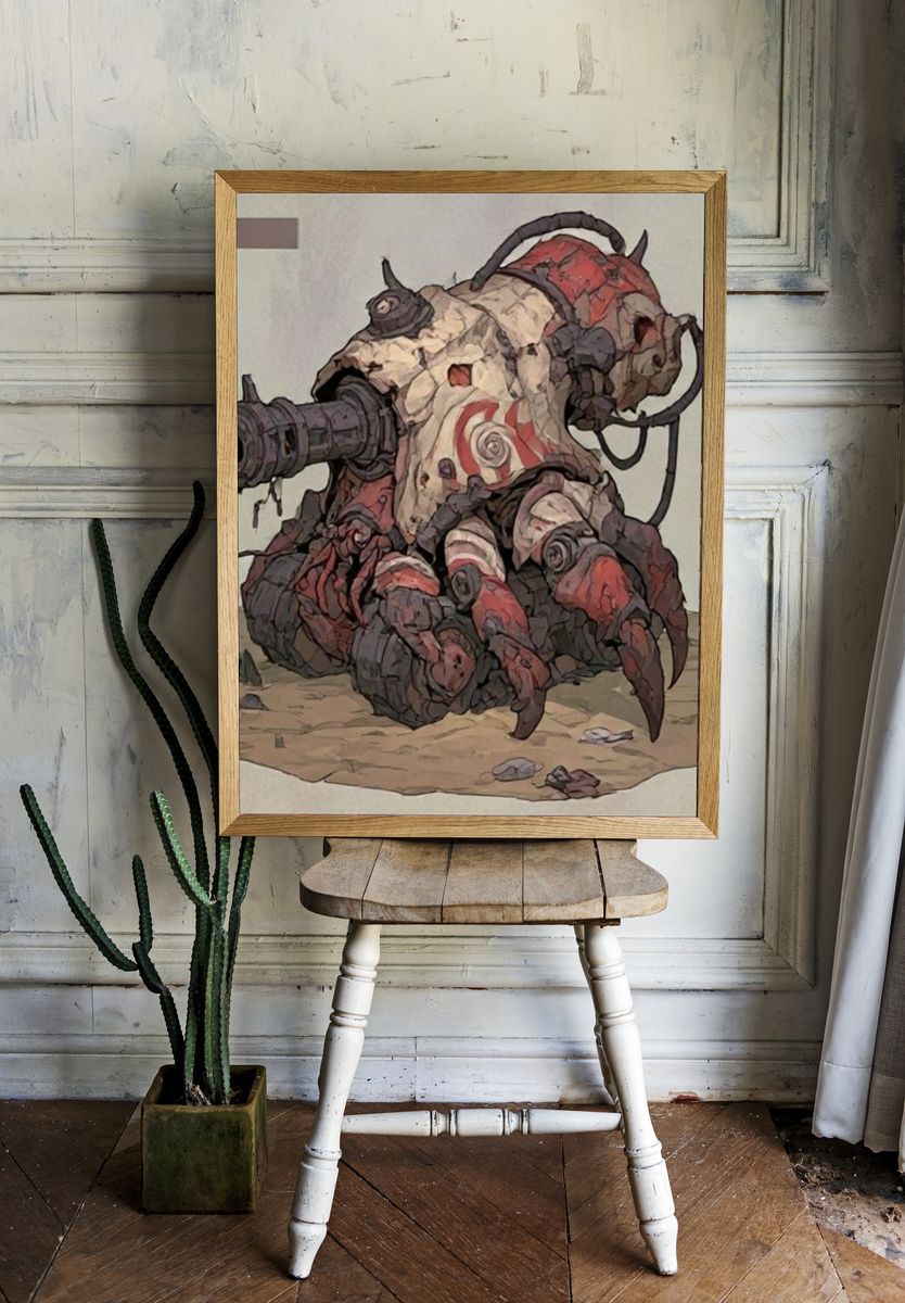 Mechanical Crab Illustration Poster. — room view 1