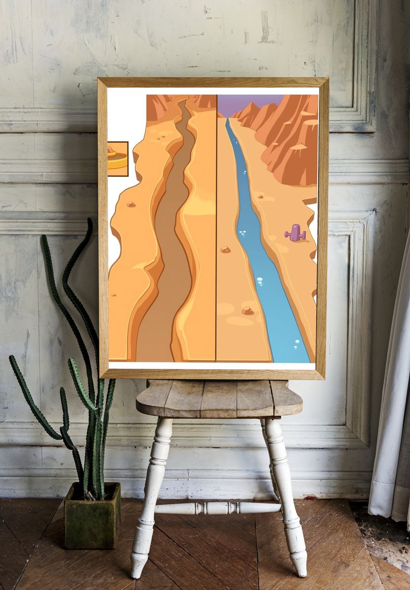 Desert Canyon Split View Poster. room preview