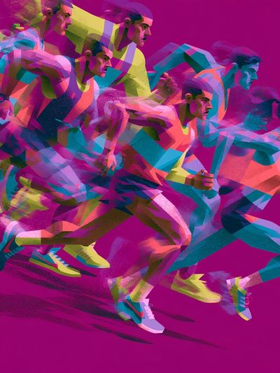 Neon Runners Illustration Poster. poster print