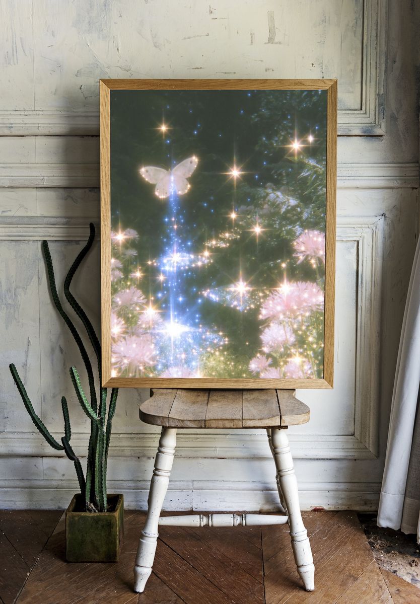 Dreamy Butterfly Garden Print. room preview