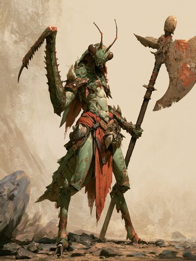 Mantis Warrior Digital Art Print.