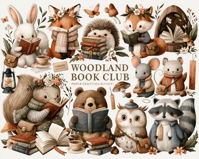 Woodland Book Club Illustration Poster.