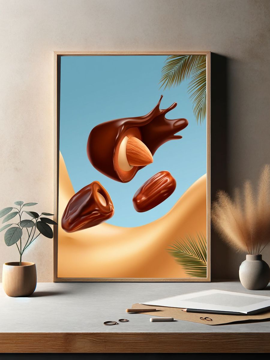 Floating Dates Tropical Illustration Poster. — room view 2