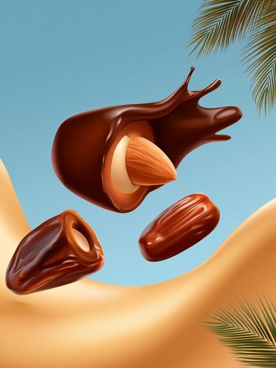 Floating Dates Tropical Illustration Poster.