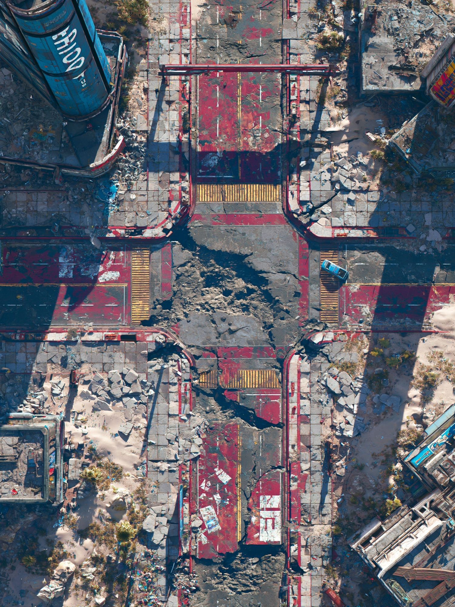 Ruined Futuristic Cityscape Illustration Poster. poster — illustration art