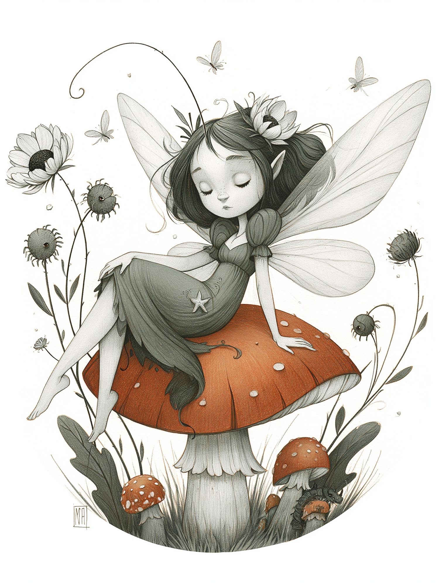 Mushroom Fairy Illustration Poster. poster — illustration art
