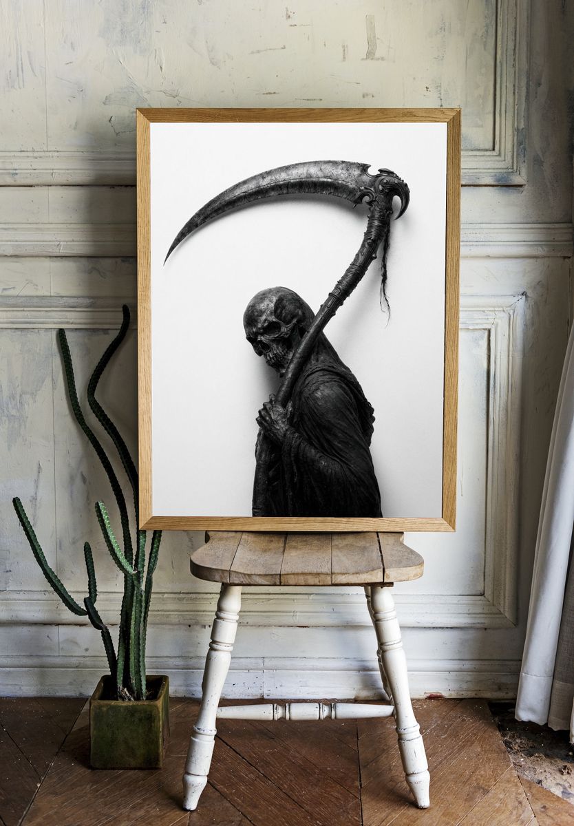 Grim Reaper Skull Portrait Poster. room preview