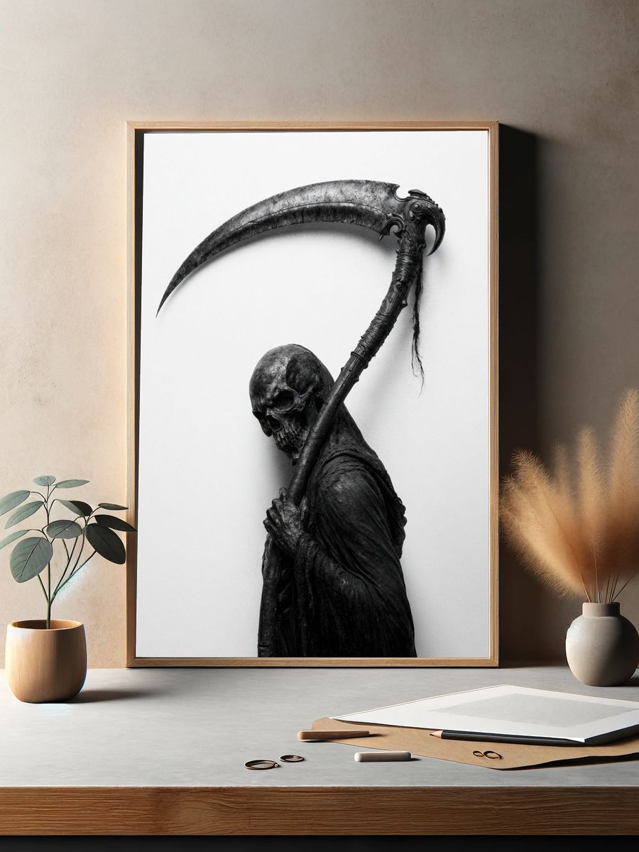 Grim Reaper Skull Portrait Poster. — room view 2