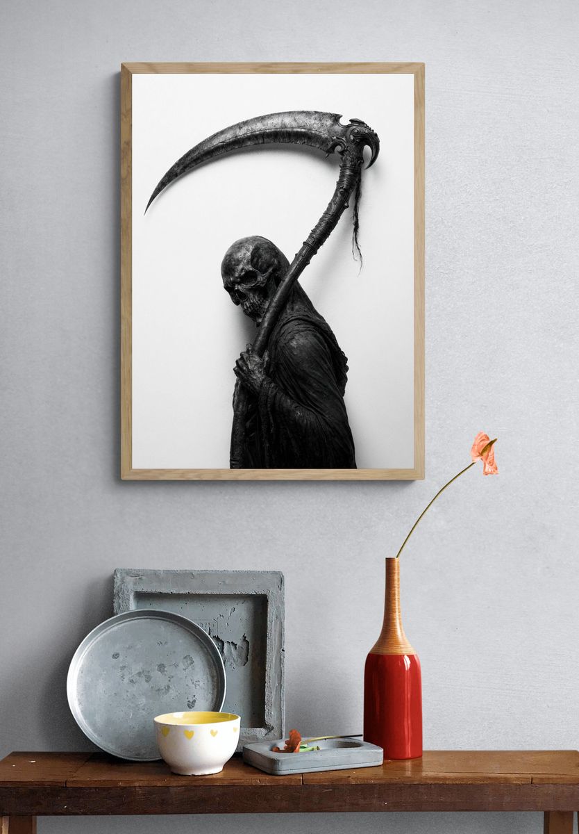 Grim Reaper Skull Portrait Poster. — room view 3