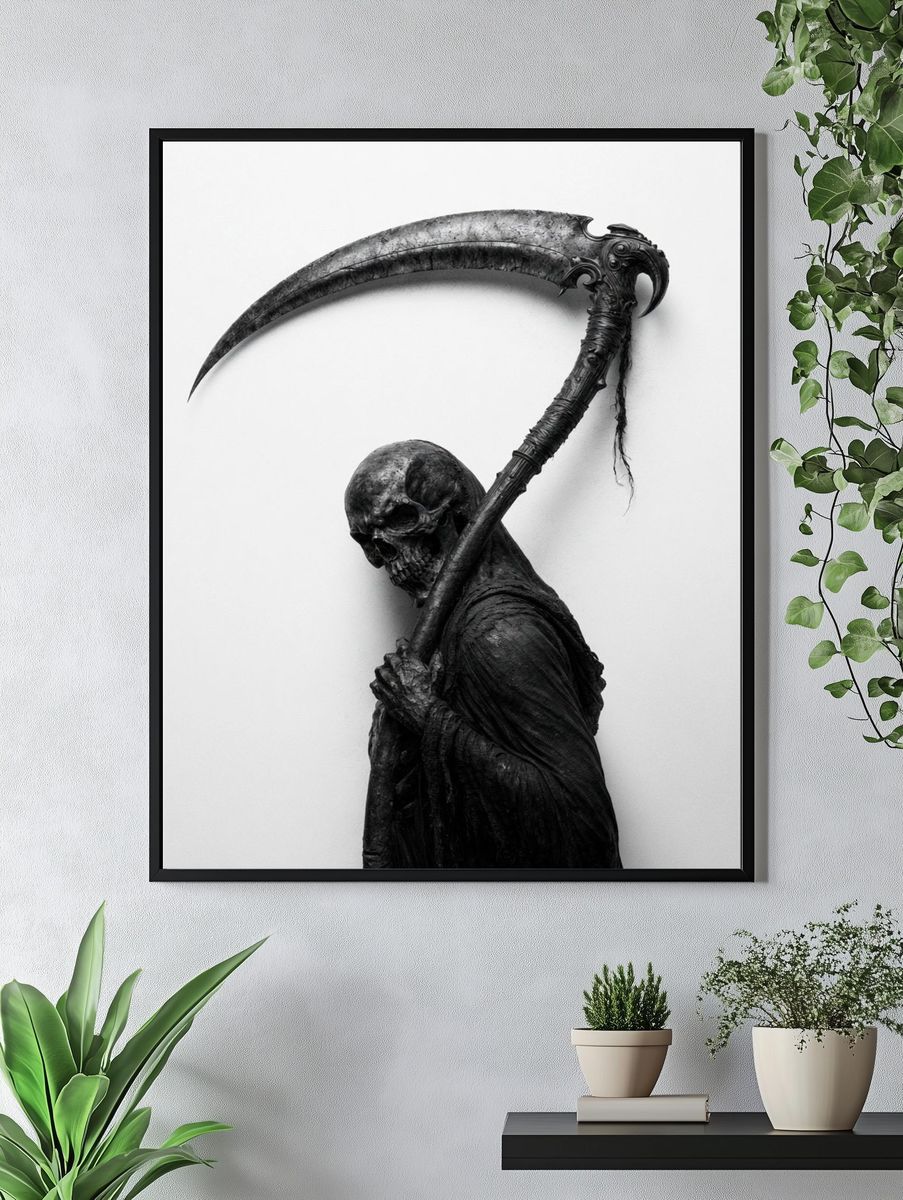 Grim Reaper Skull Portrait Poster. — room view 4