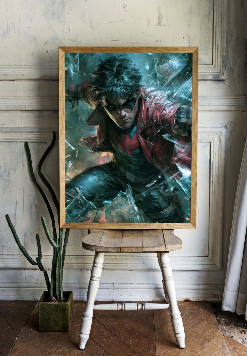 Nightwing Shattered Glass Poster. room preview