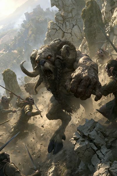 Minotaur Battle Fantasy Illustration Poster.