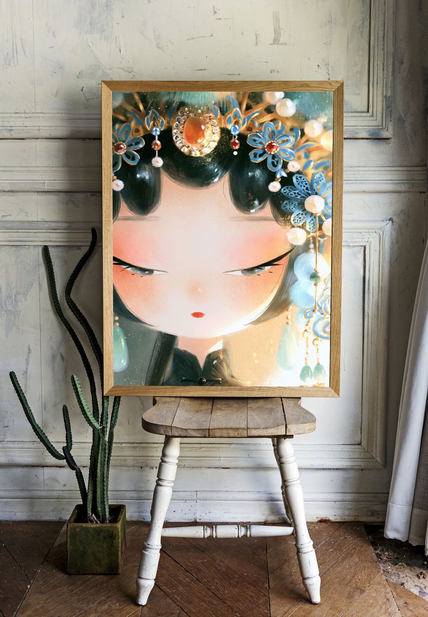 Ornate Geisha Portrait Print. — room view 1