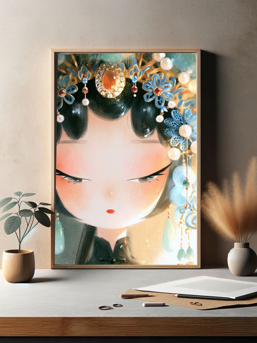 Ornate Geisha Portrait Print. — room view 2