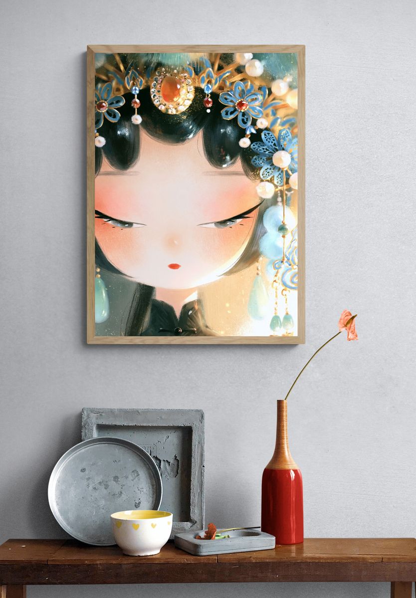 Ornate Geisha Portrait Print. — room view 3