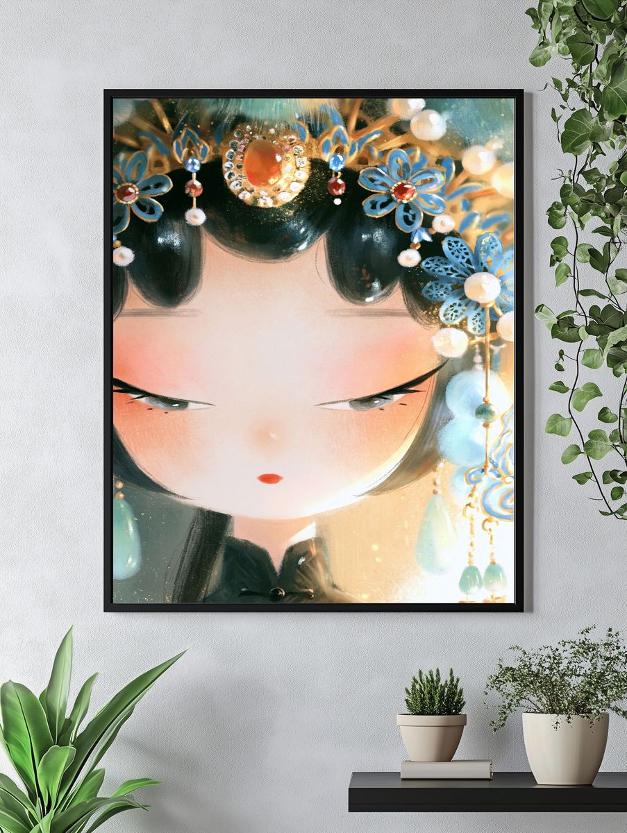 Ornate Geisha Portrait Print. — room view 4