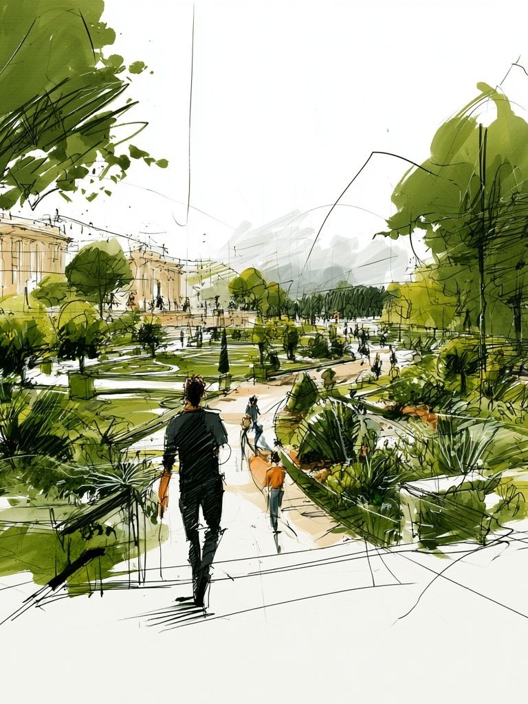 Garden Walk Sketch Illustration Poster. poster detail