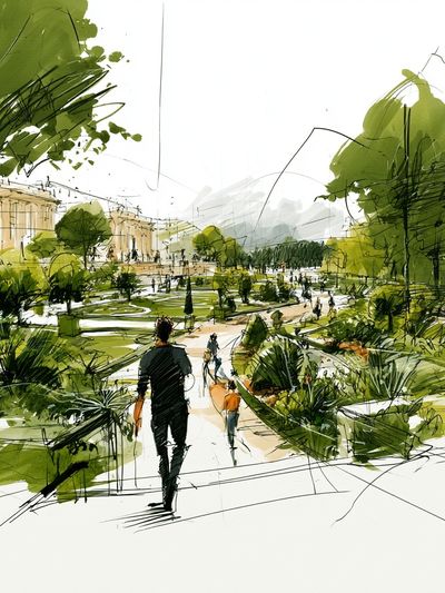Garden Walk Sketch Illustration Poster. poster