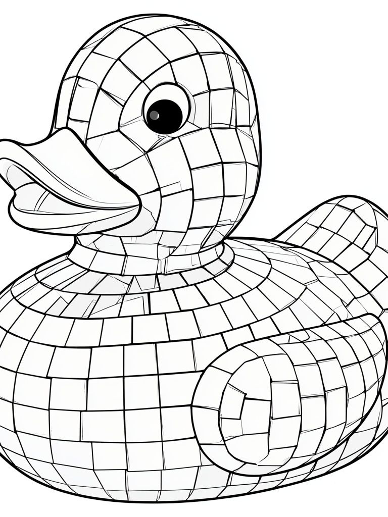 Mosaic Duck Line Art Poster. poster detail