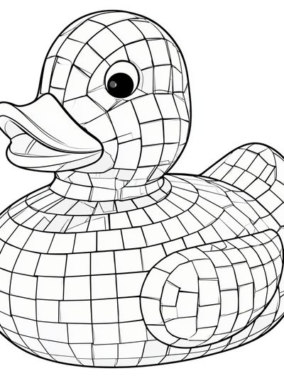 Mosaic Duck Line Art Poster.