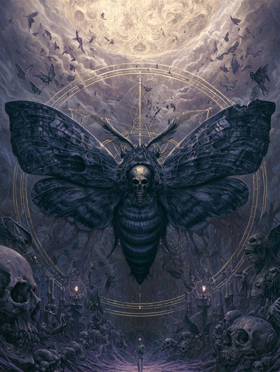 Skull Moth Surrealism Poster. poster detail