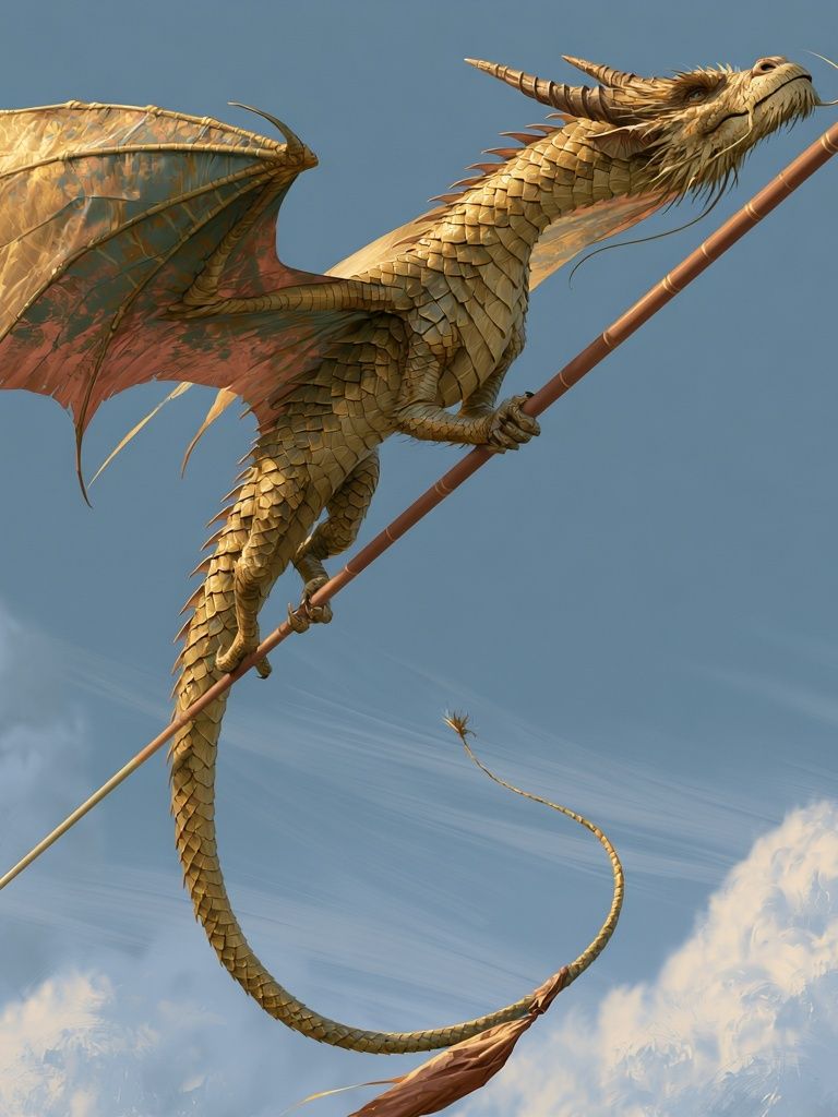 Golden Dragon Skyward Illustration Poster. poster — illustration art