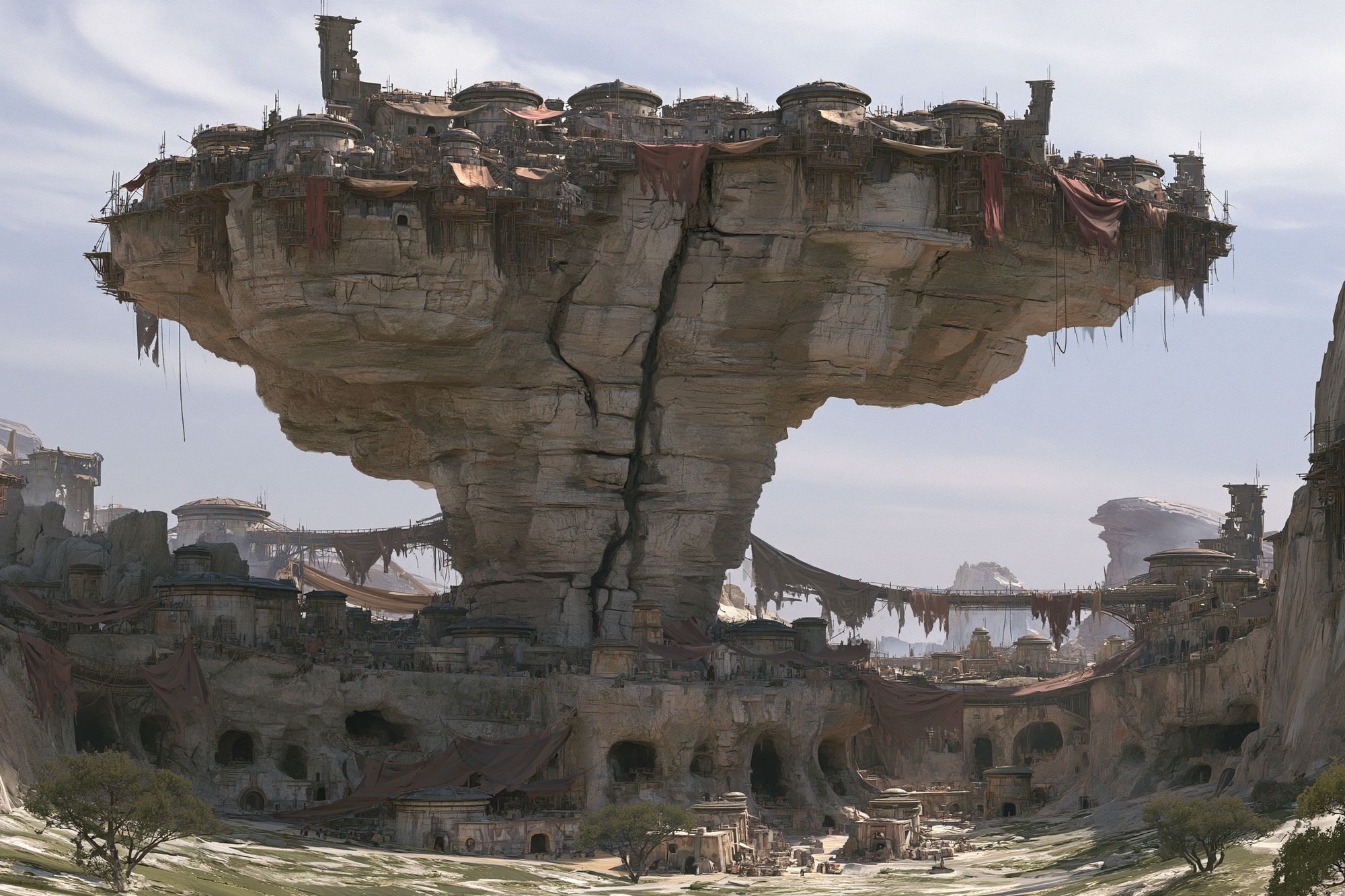Floating Cliff City Sci-Fi Print. poster detail