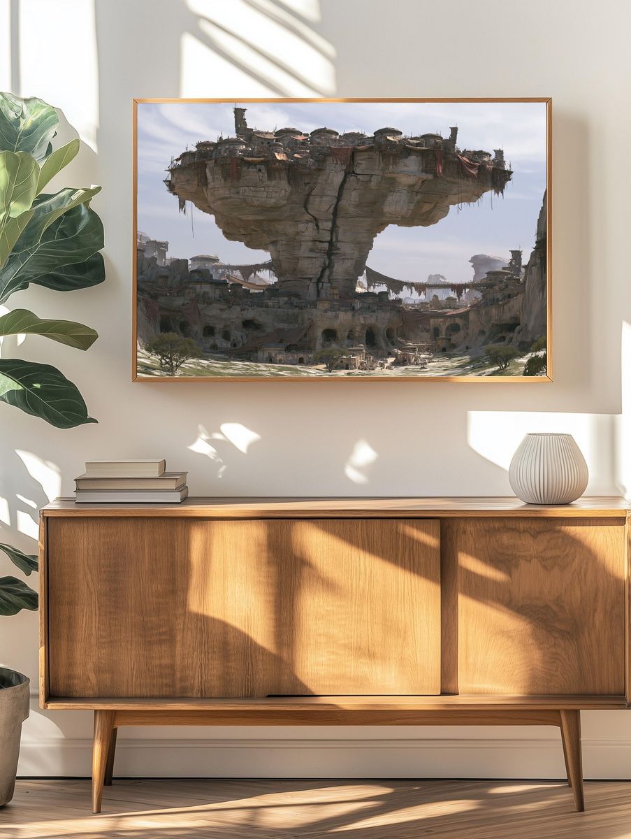 Floating Cliff City Sci-Fi Print. — room view 3