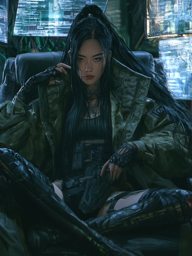 Cyberpunk Warrior Portrait Poster. poster — illustration art