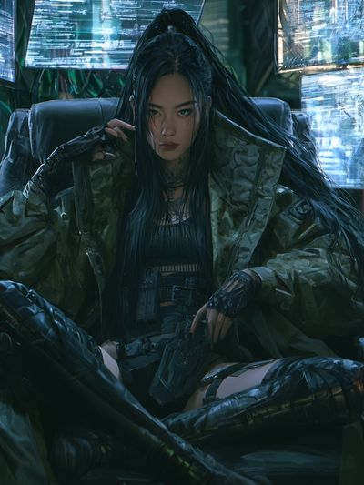 Cyberpunk Warrior Portrait Poster.