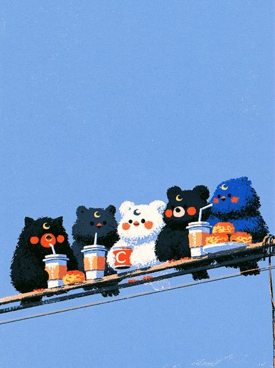 Cute Bear Friends — Illustration Print.