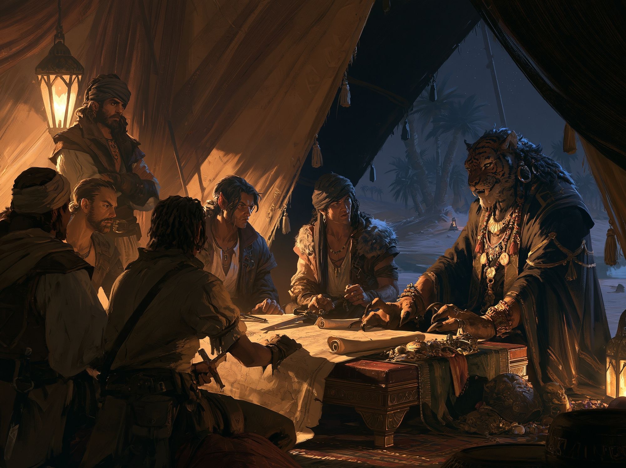 Desert Council Fantasy Illustration Poster. poster detail