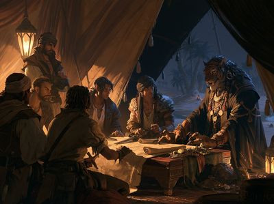 Desert Council Fantasy Illustration Poster.