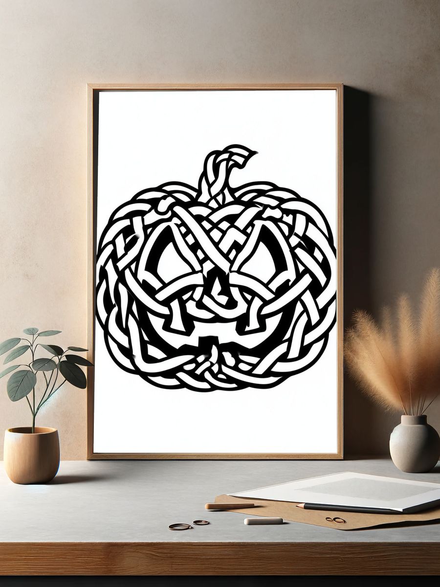Celtic Knot Pumpkin Typography Print. — room view 2