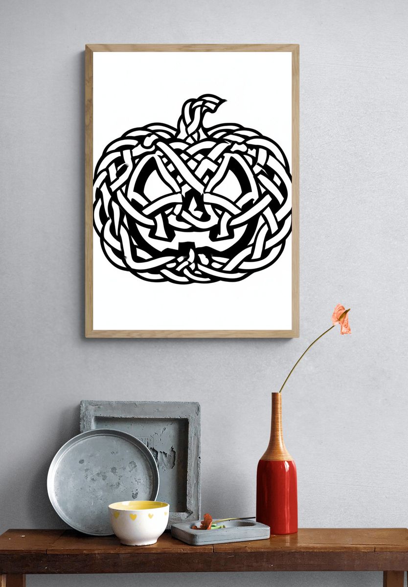 Celtic Knot Pumpkin Typography Print. — room view 3